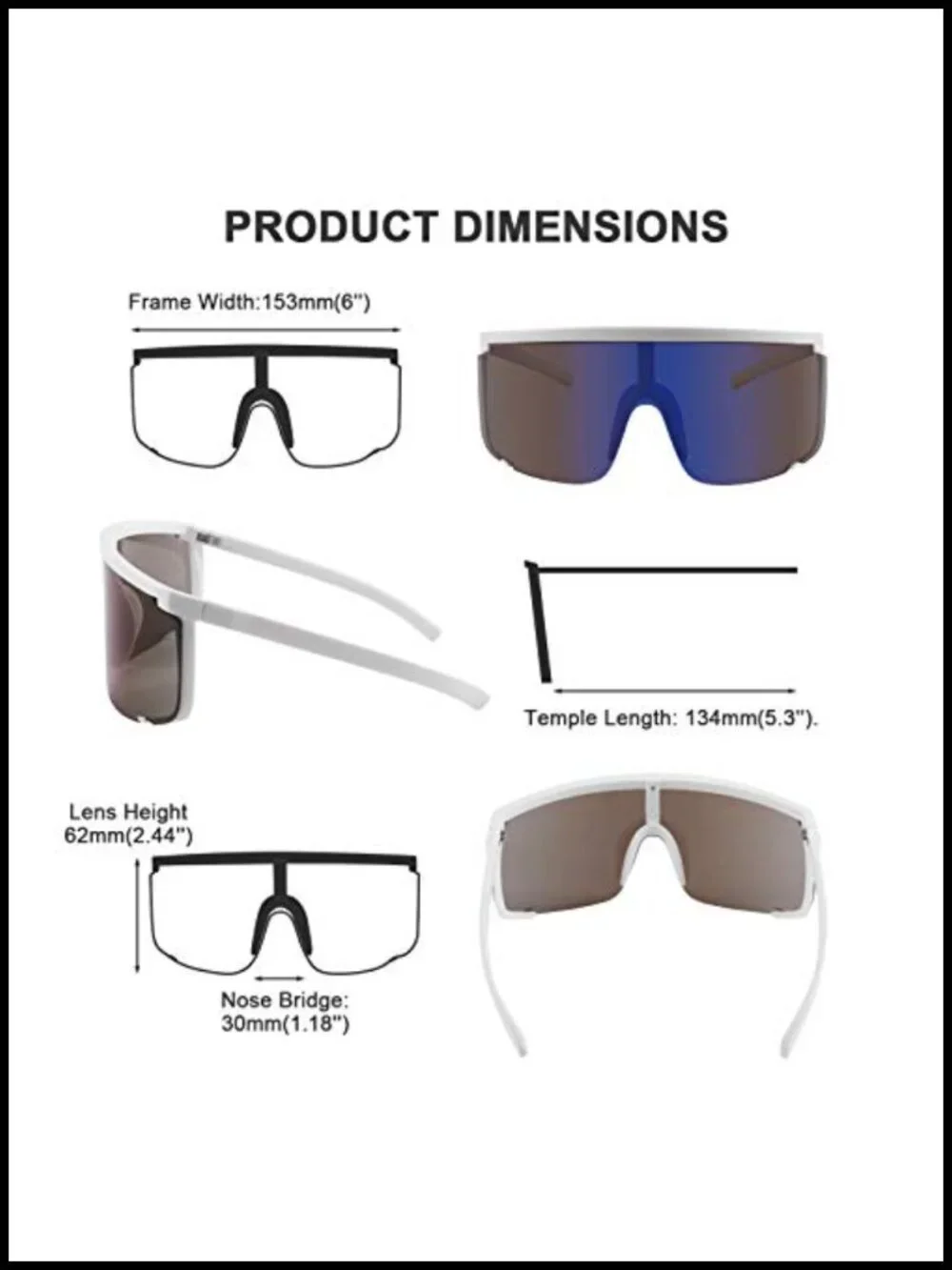 Oversized Shield Sunglasses UV400 Protection Cycling Outdoor Sports Visor Shades
